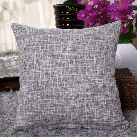 Gray Square Cotton Linen Throw Pillow Cover