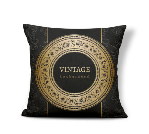 Gold and Black Vintage Throw Pillow